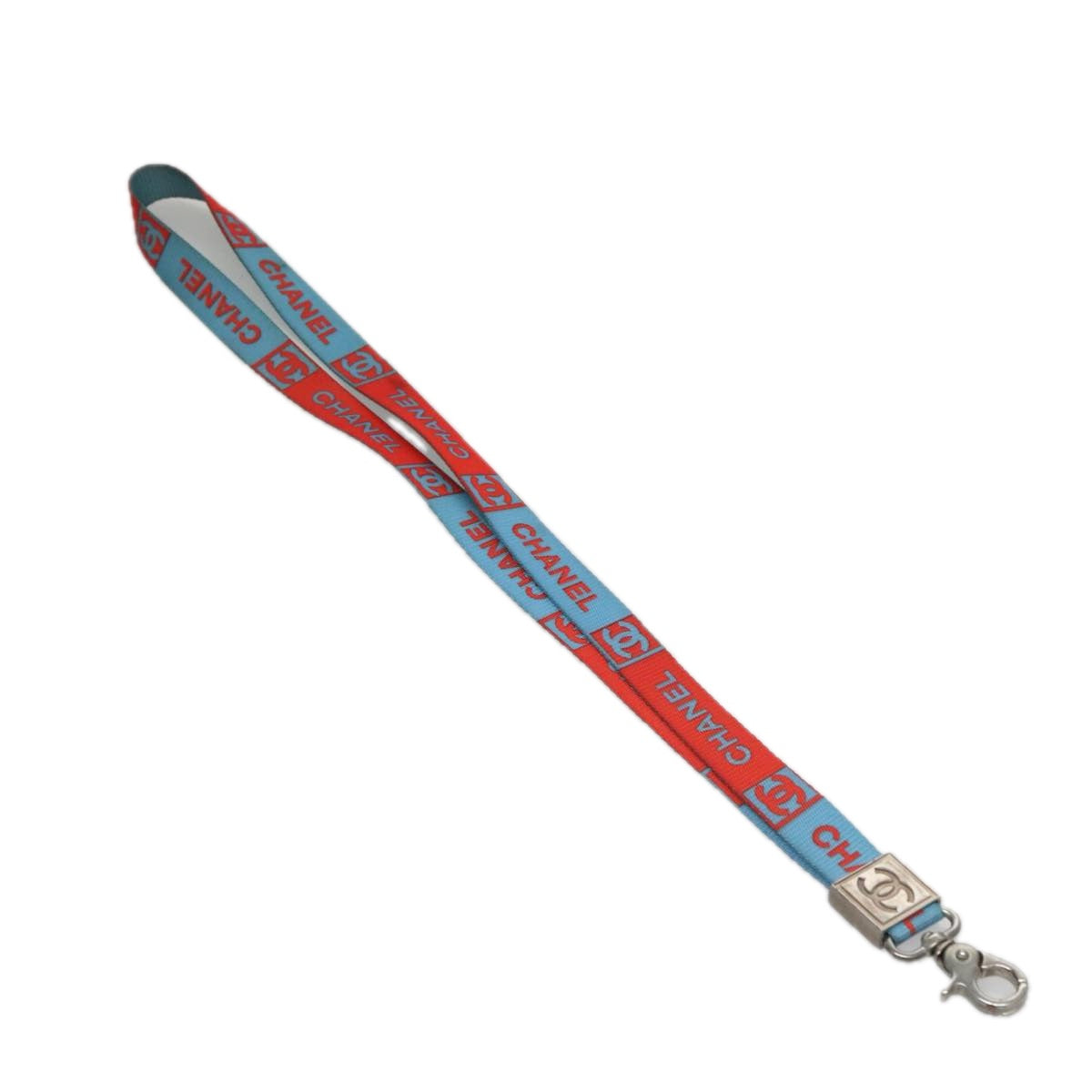 CHANEL Neck Strap Canvas Red Blue CC am7445