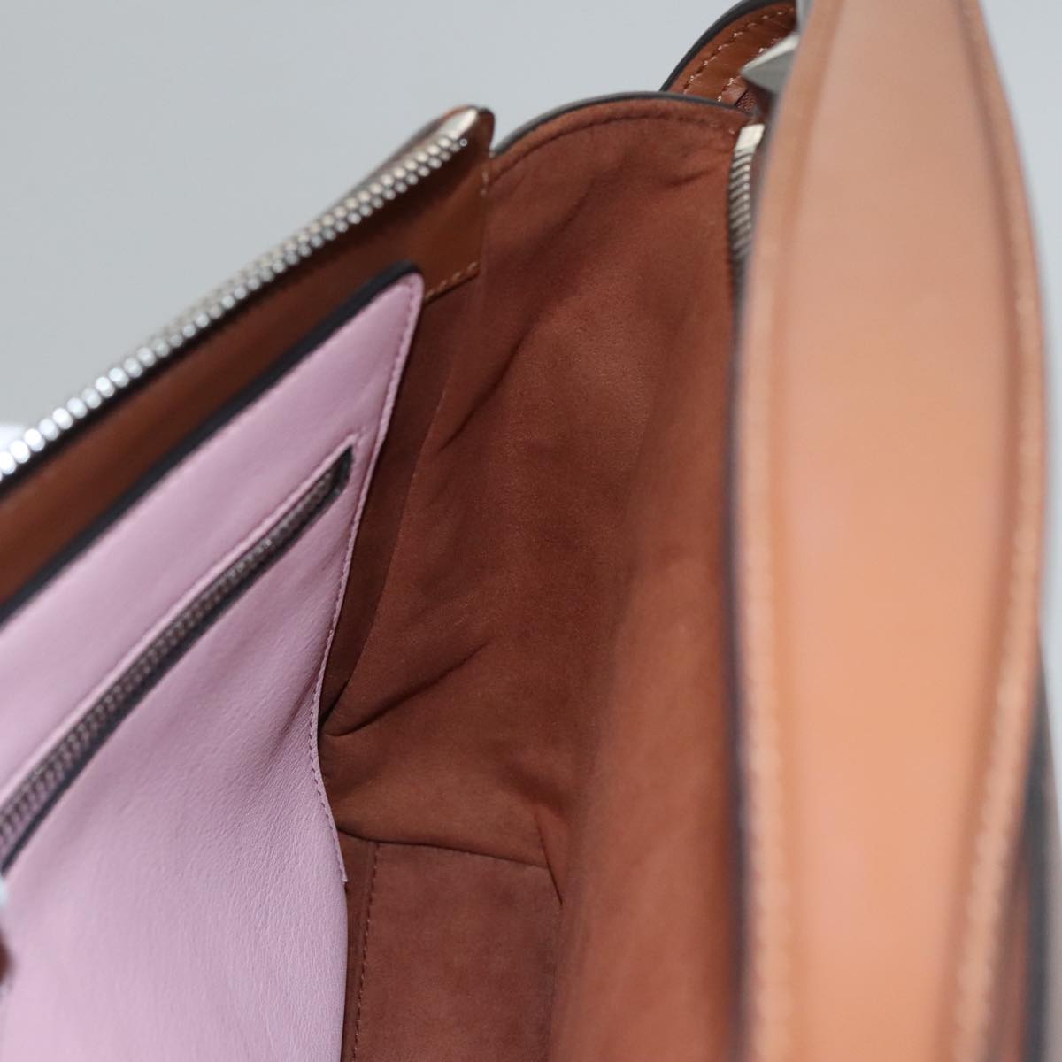 FENDI Dot Com Hand Bag Leather 2way Brown am7530