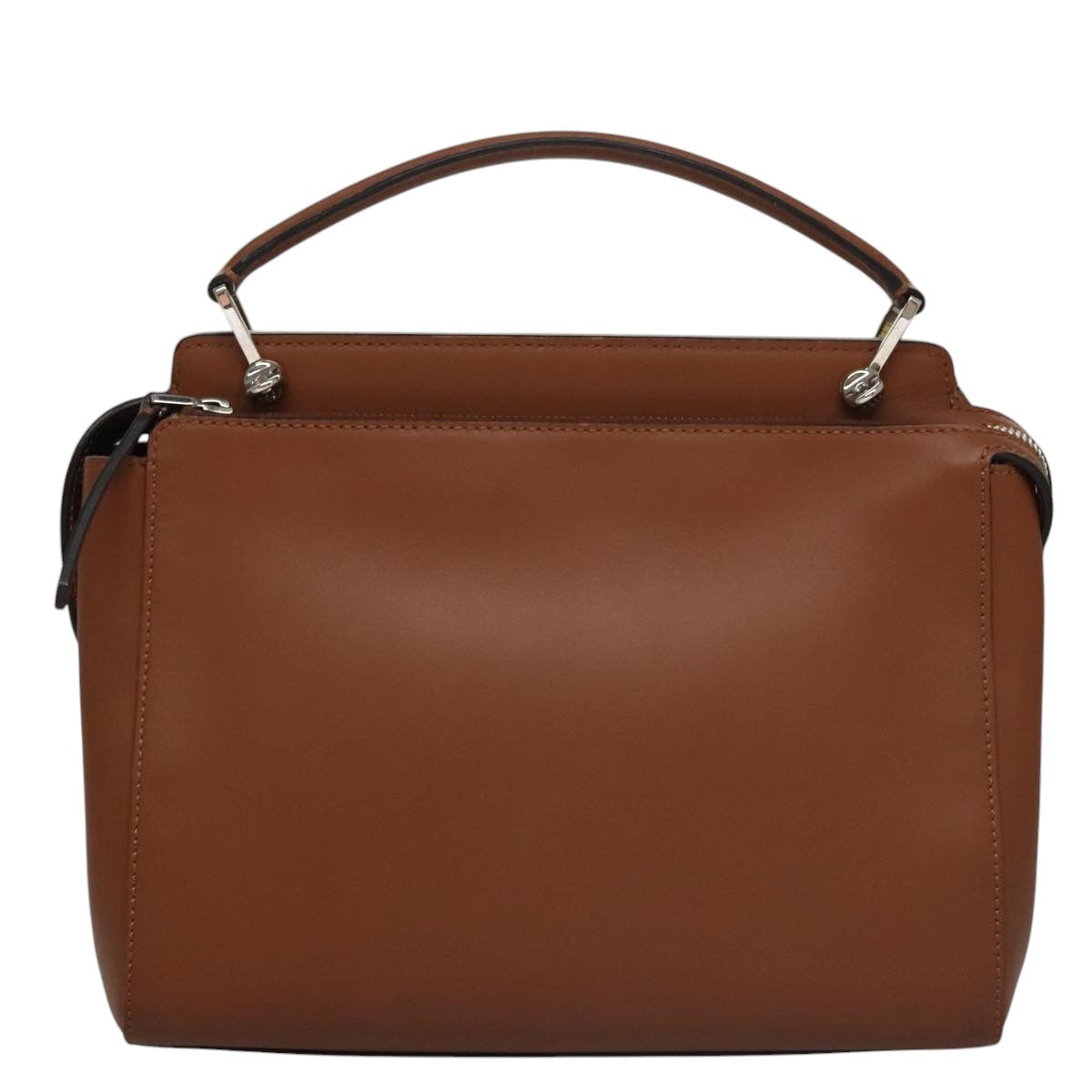 FENDI Dot Com Hand Bag Leather 2way Brown am7530