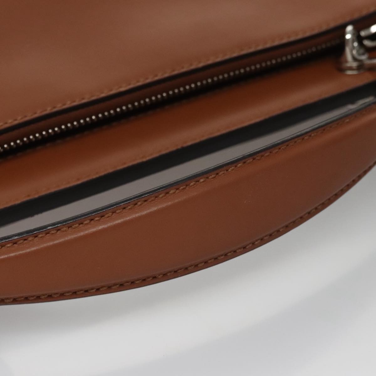 FENDI Dot Com Hand Bag Leather 2way Brown am7530