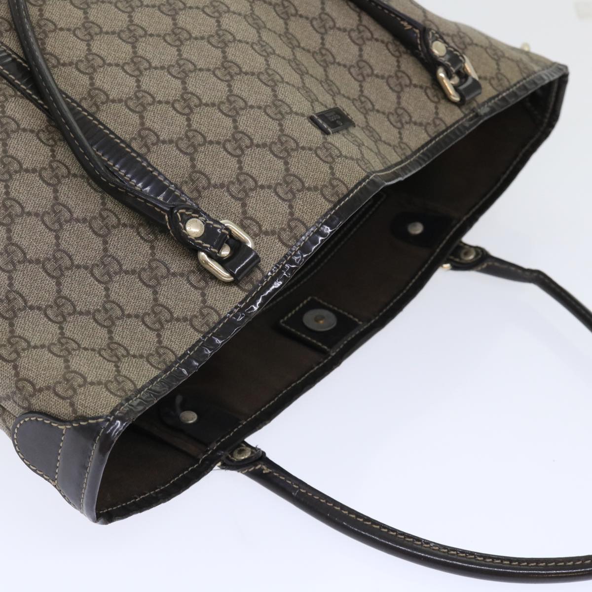 GUCCI GG Canvas Tote Bag PVC Leather Beige 197953 ar10063