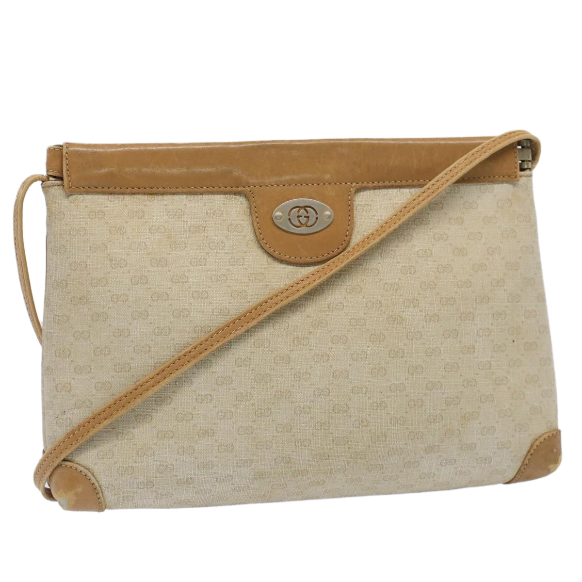 GUCCI Micro GG Canvas Shoulder Bag PVC Leather Beige 007.101 ar10083