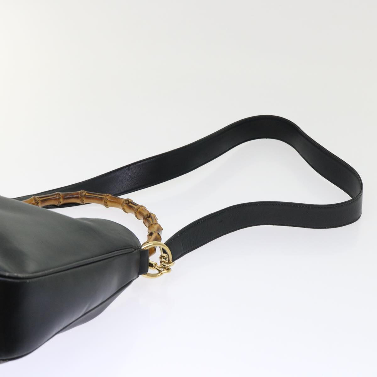 GUCCI Bamboo Shoulder Bag Leather 2way Black ar10104