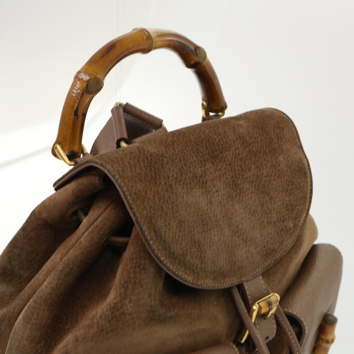 GUCCI Bamboo Backpack Suede Brown ar10105