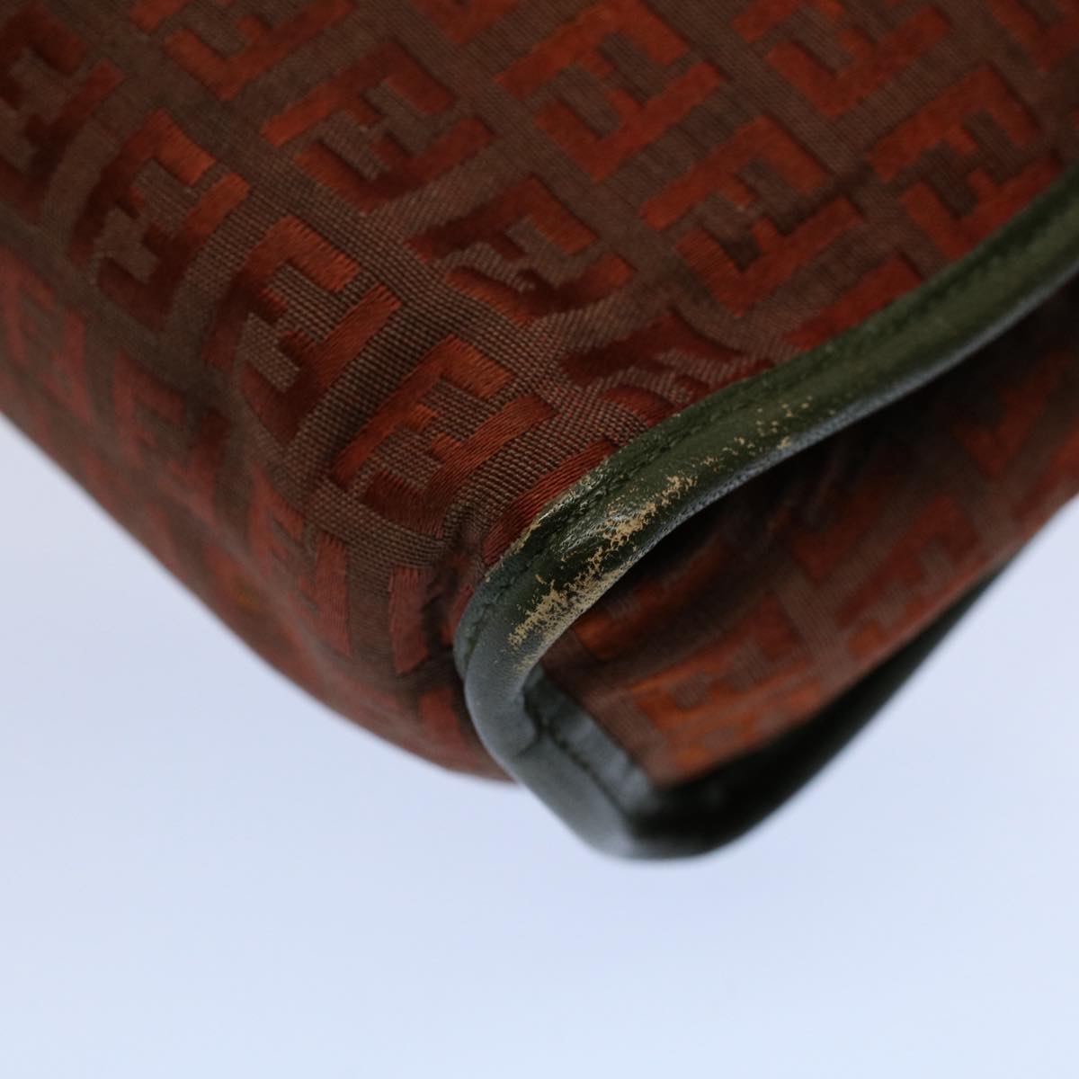 FENDI Zucchino Canvas Clutch Bag Vintage Brown ar10173