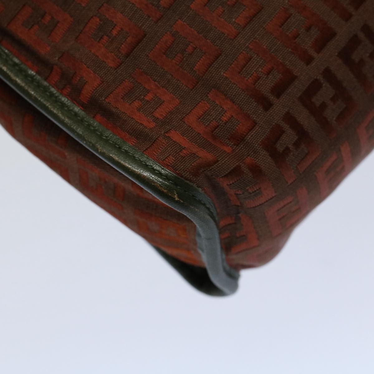 FENDI Zucchino Canvas Clutch Bag Vintage Brown ar10173