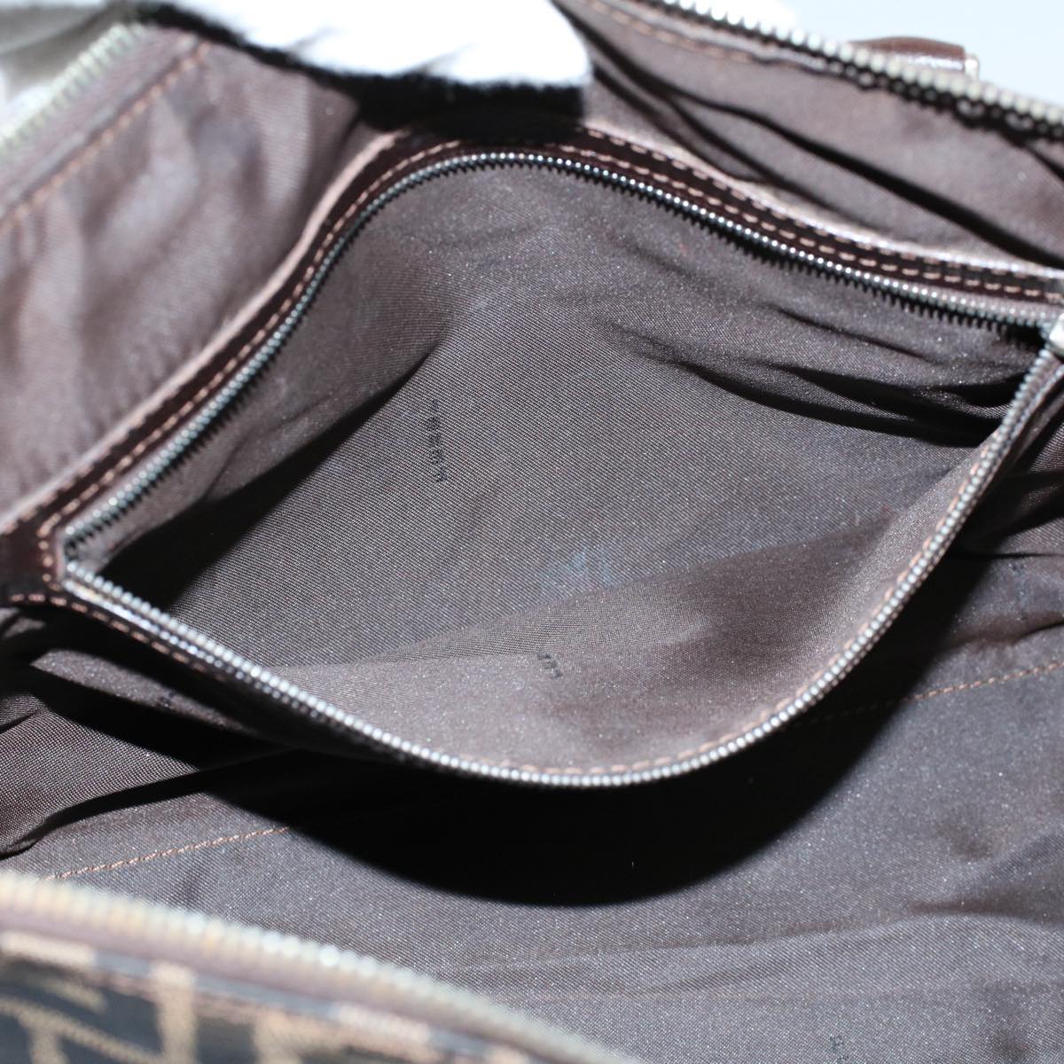 FENDI Zucca Canvas Shoulder Bag Black Brown ar10174