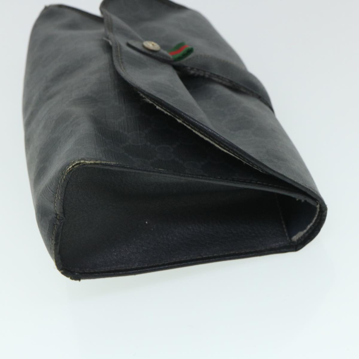 GUCCI GG Canvas Web Sherry Line Clutch Bag Black Red Green ar10175