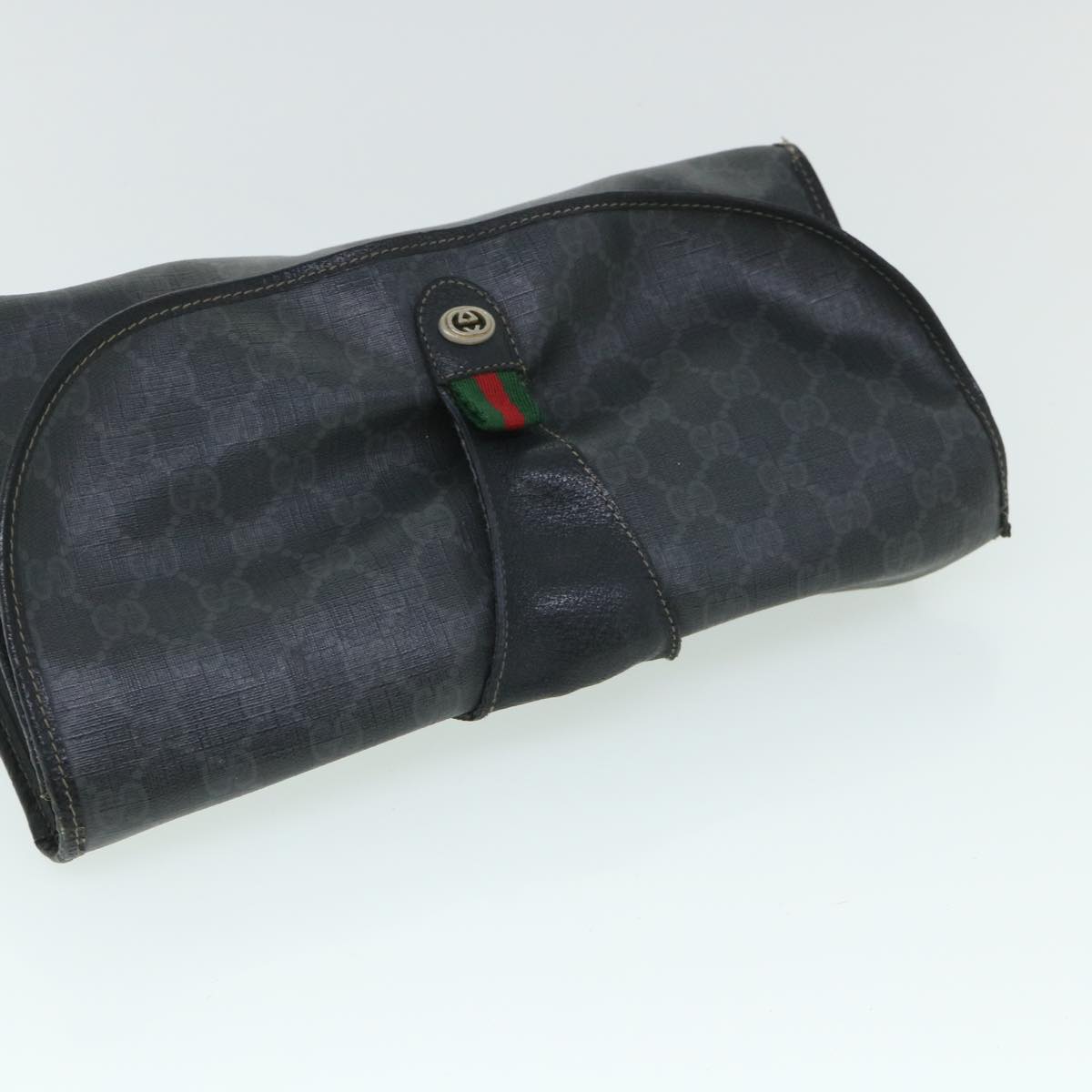 GUCCI GG Canvas Web Sherry Line Clutch Bag Black Red Green ar10175