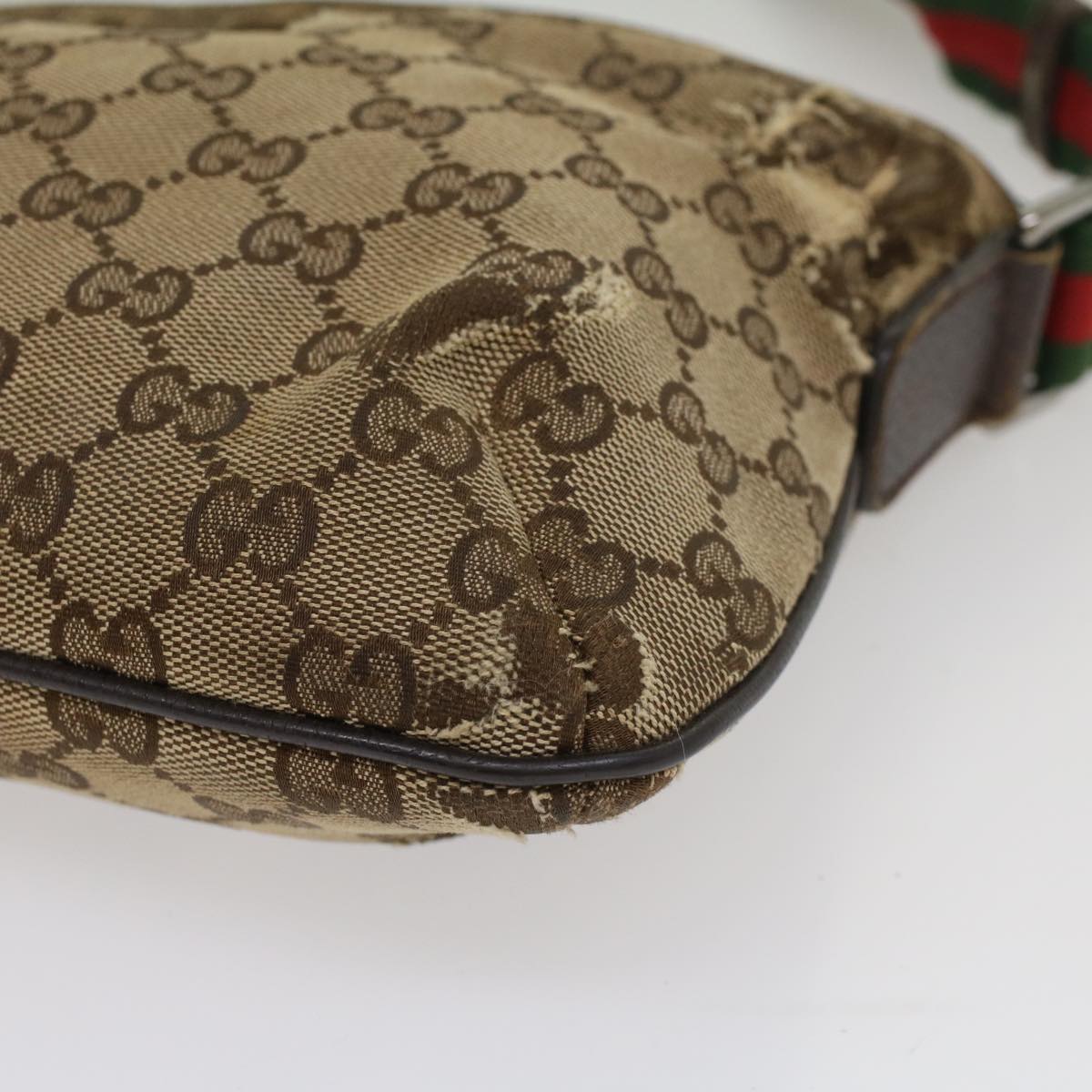 GUCCI GG Canvas Web Sherry Line Shoulder Bag Beige Red Green 189749 ar10203