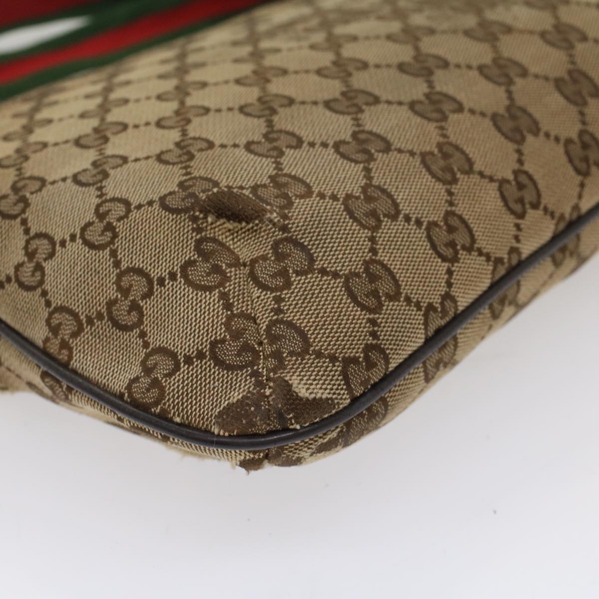 GUCCI GG Canvas Web Sherry Line Shoulder Bag Beige Red Green 189749 ar10203