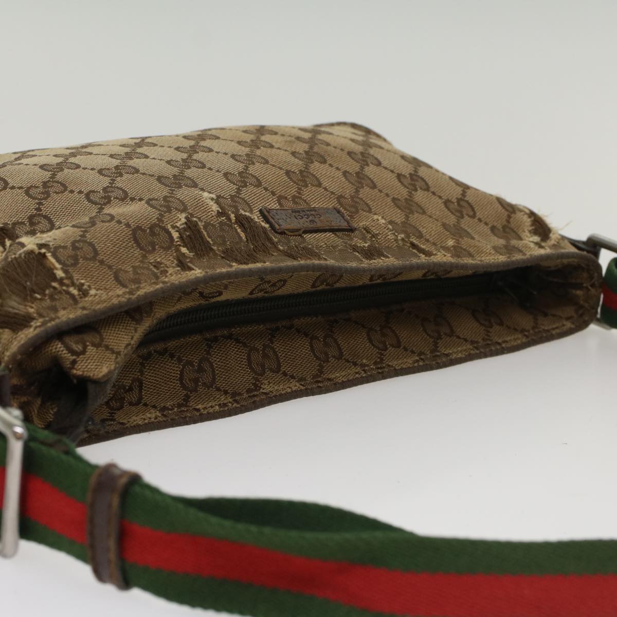 GUCCI GG Canvas Web Sherry Line Shoulder Bag Beige Red Green 189749 ar10203