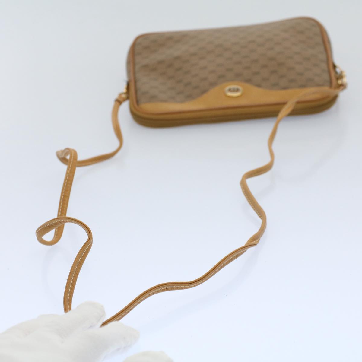GUCCI Micro GG Canvas Shoulder Bag PVC Leather Beige 97.02.068 ar10210