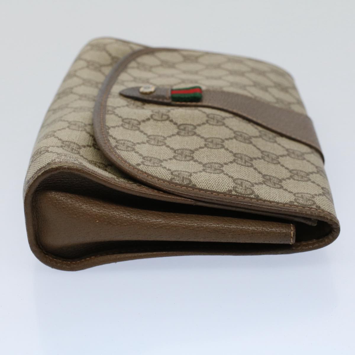 GUCCI GG Canvas Web Sherry Line Clutch Bag Beige Red 89.01.030 ar10211