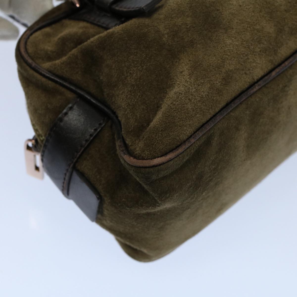 FENDI Shoulder Bag Suede Khaki ar10279