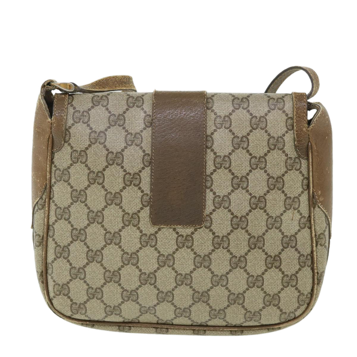 GUCCI GG Canvas Shoulder Bag PVC Leather Beige ar10280