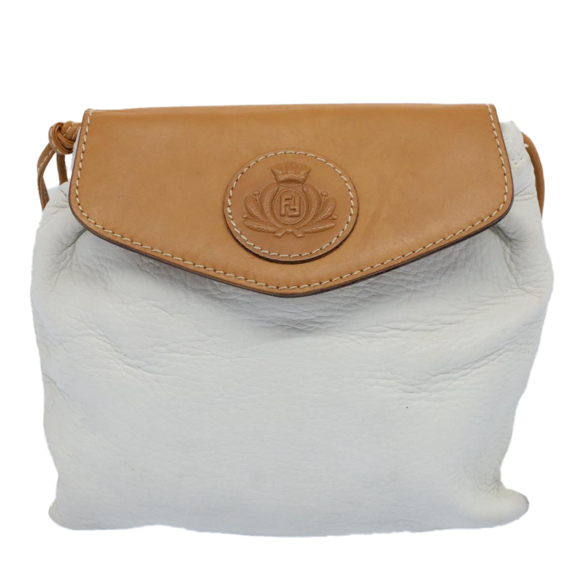 FENDI Shoulder Bag Leather White ar10303