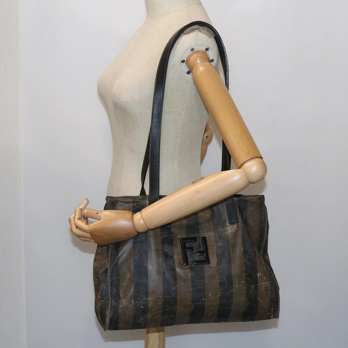FENDI Pecan Canvas Shoulder Bag Coated Canvas Brown ar10390B
