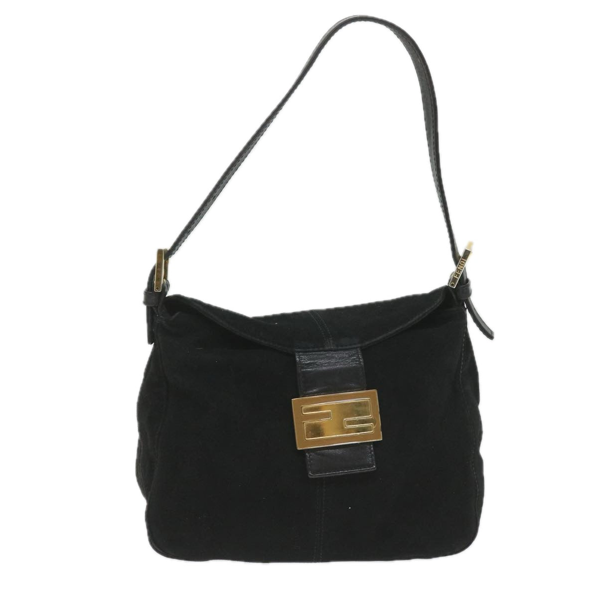 Gianni Versace Mamma Baguette Shoulder Bag Suede Black ar10398