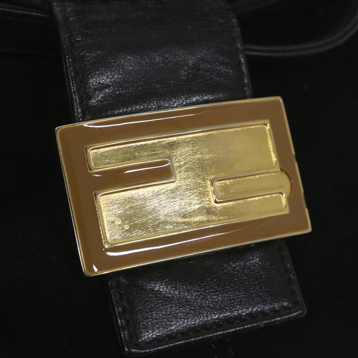 Gianni Versace Mamma Baguette Shoulder Bag Suede Black ar10398