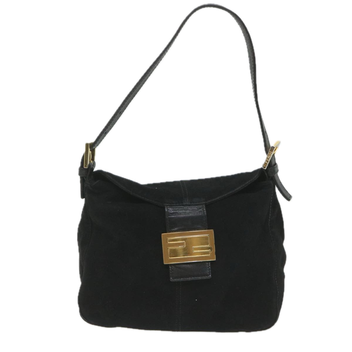 Gianni Versace Mamma Baguette Shoulder Bag Suede Black ar10398