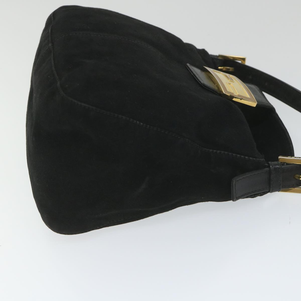 Gianni Versace Mamma Baguette Shoulder Bag Suede Black ar10398