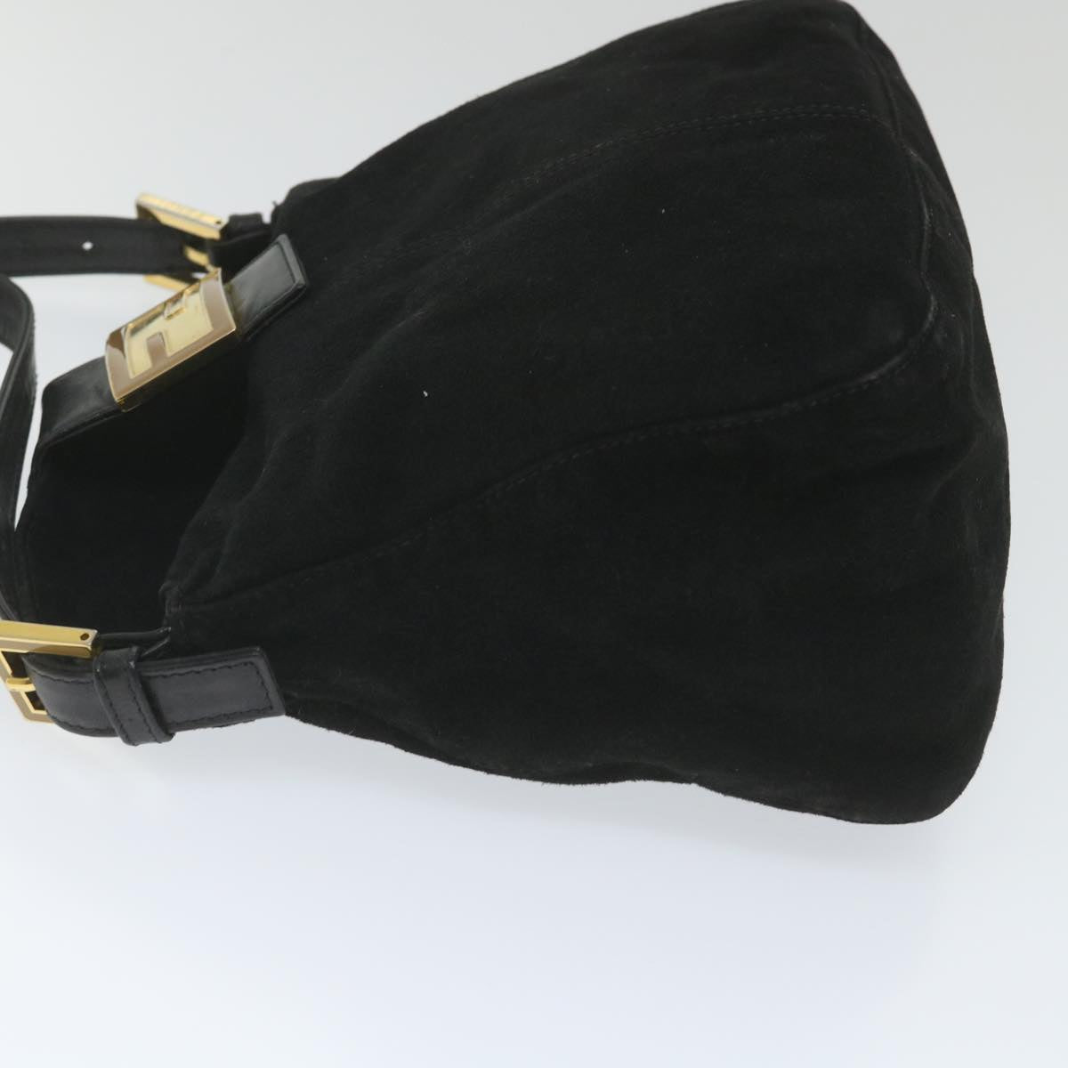 Gianni Versace Mamma Baguette Shoulder Bag Suede Black ar10398