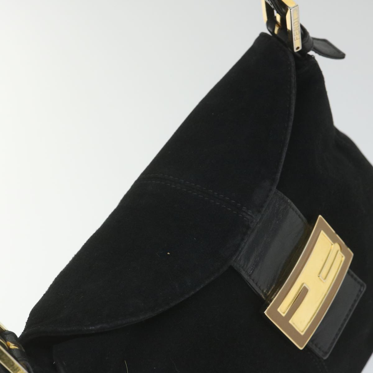 Gianni Versace Mamma Baguette Shoulder Bag Suede Black ar10398
