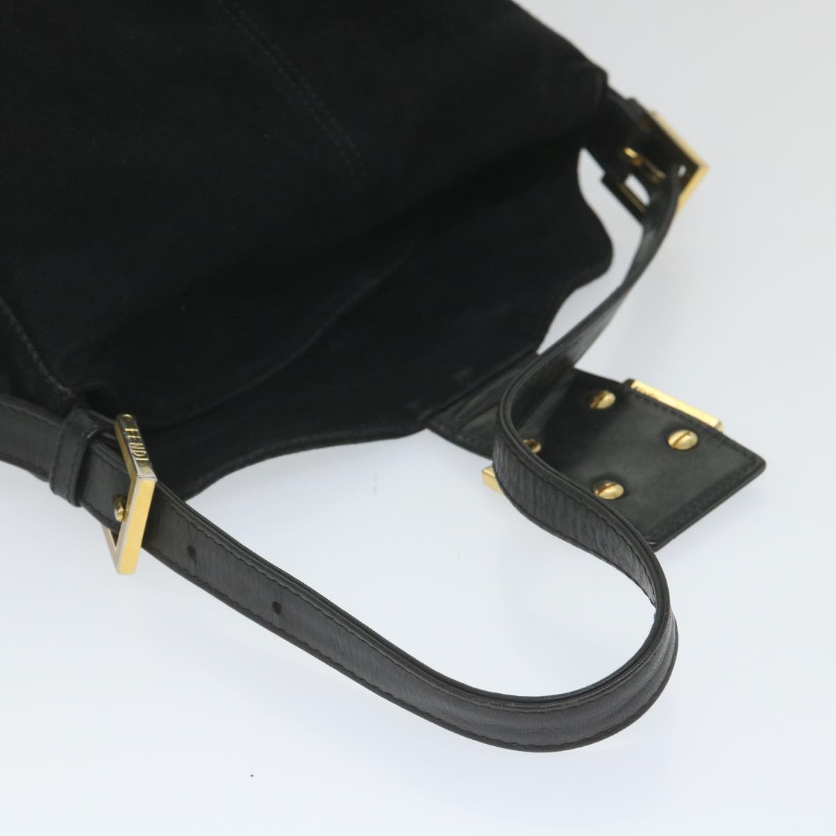 Gianni Versace Mamma Baguette Shoulder Bag Suede Black ar10398