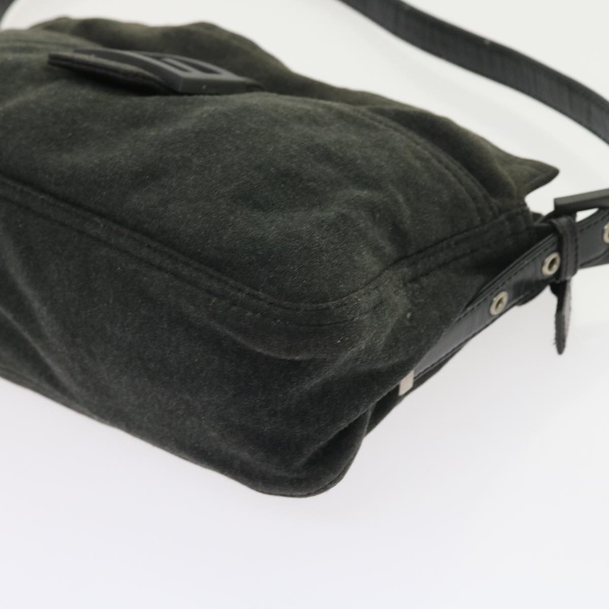 FENDI Mamma Baguette Shoulder Bag Canvas Gray ar10408