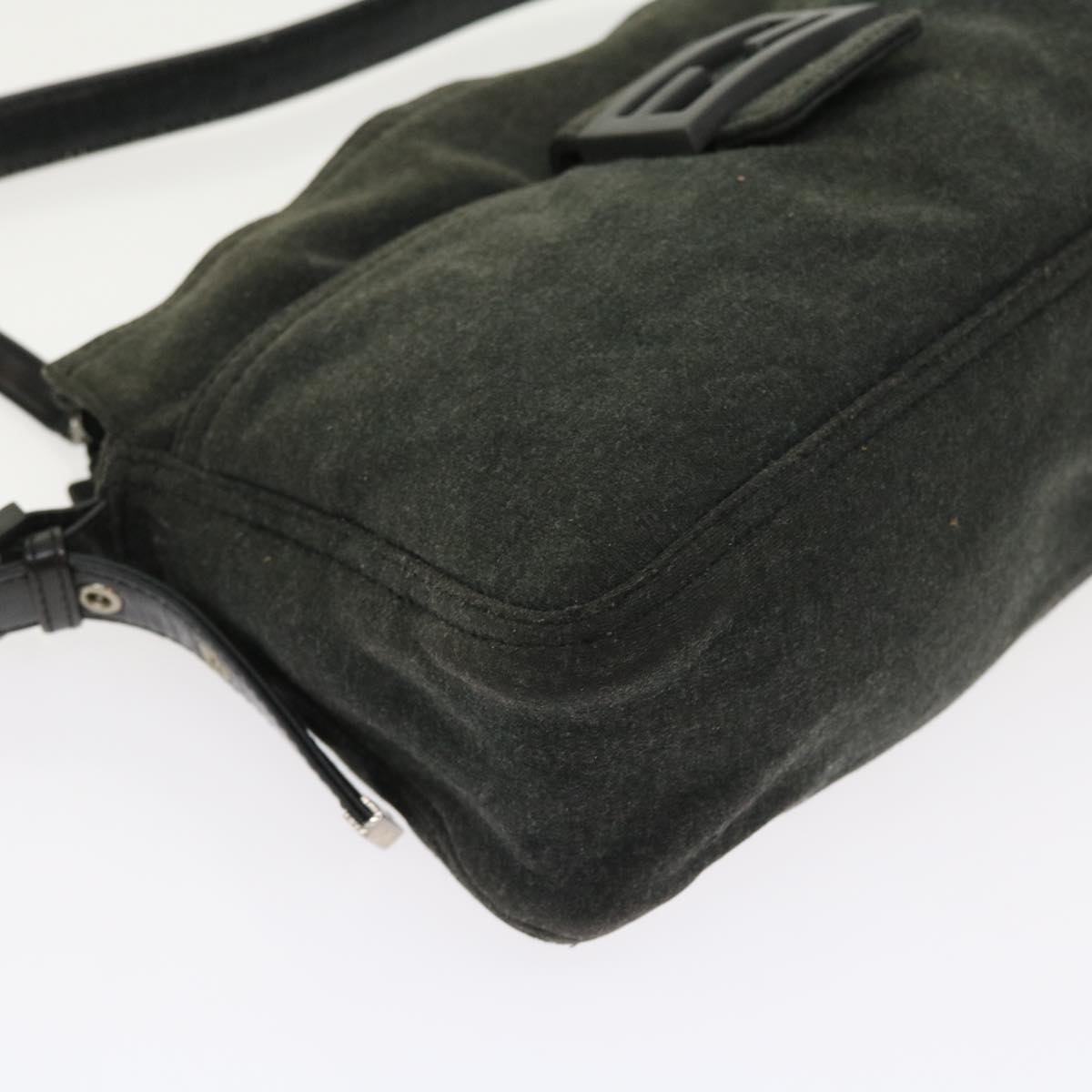 FENDI Mamma Baguette Shoulder Bag Canvas Gray ar10408