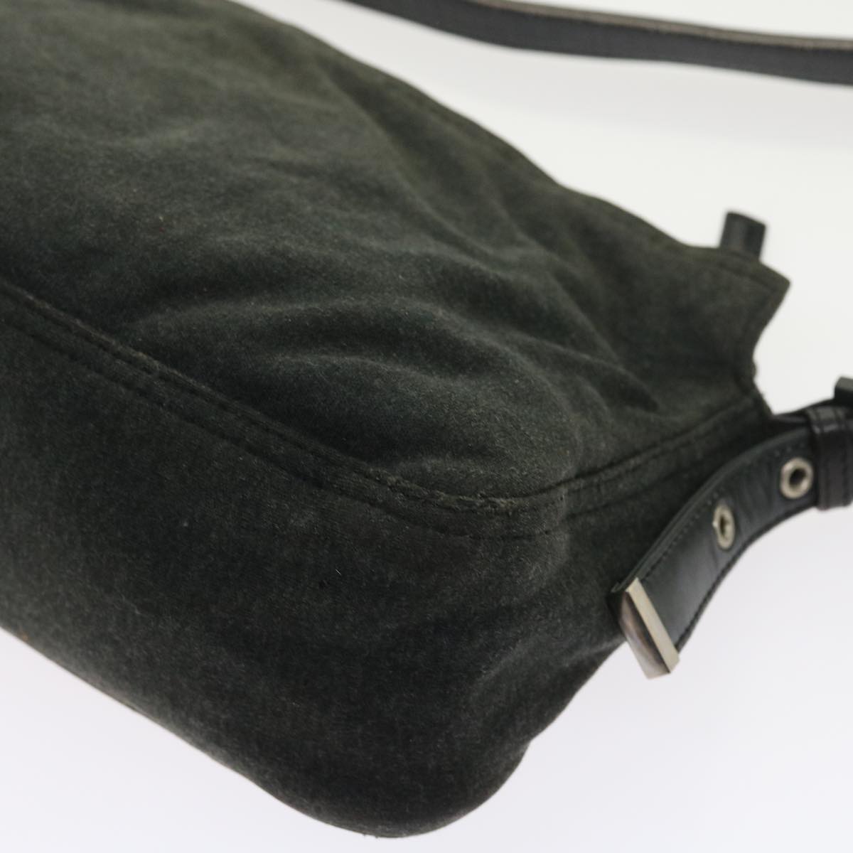 FENDI Mamma Baguette Shoulder Bag Canvas Gray ar10408