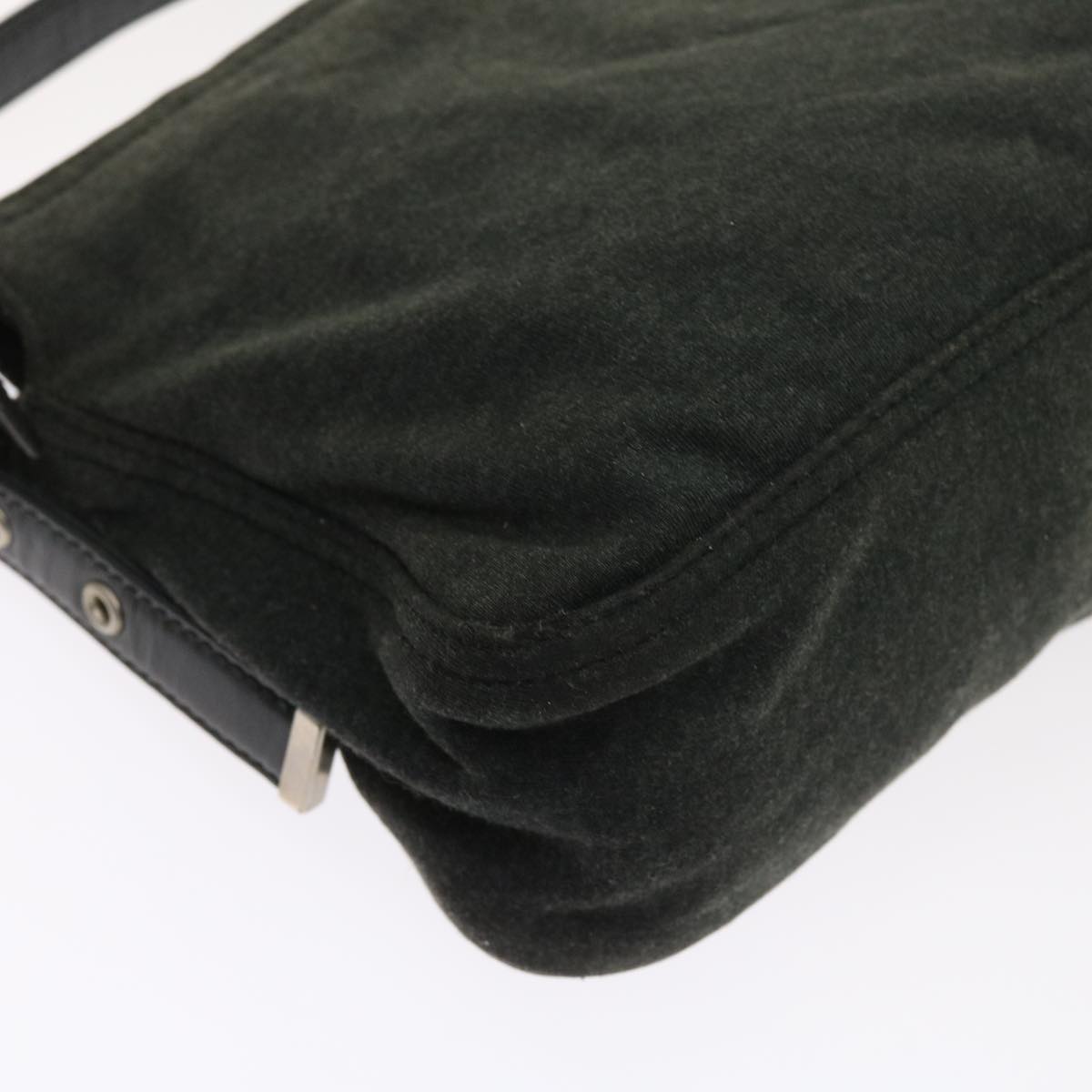 FENDI Mamma Baguette Shoulder Bag Canvas Gray ar10408