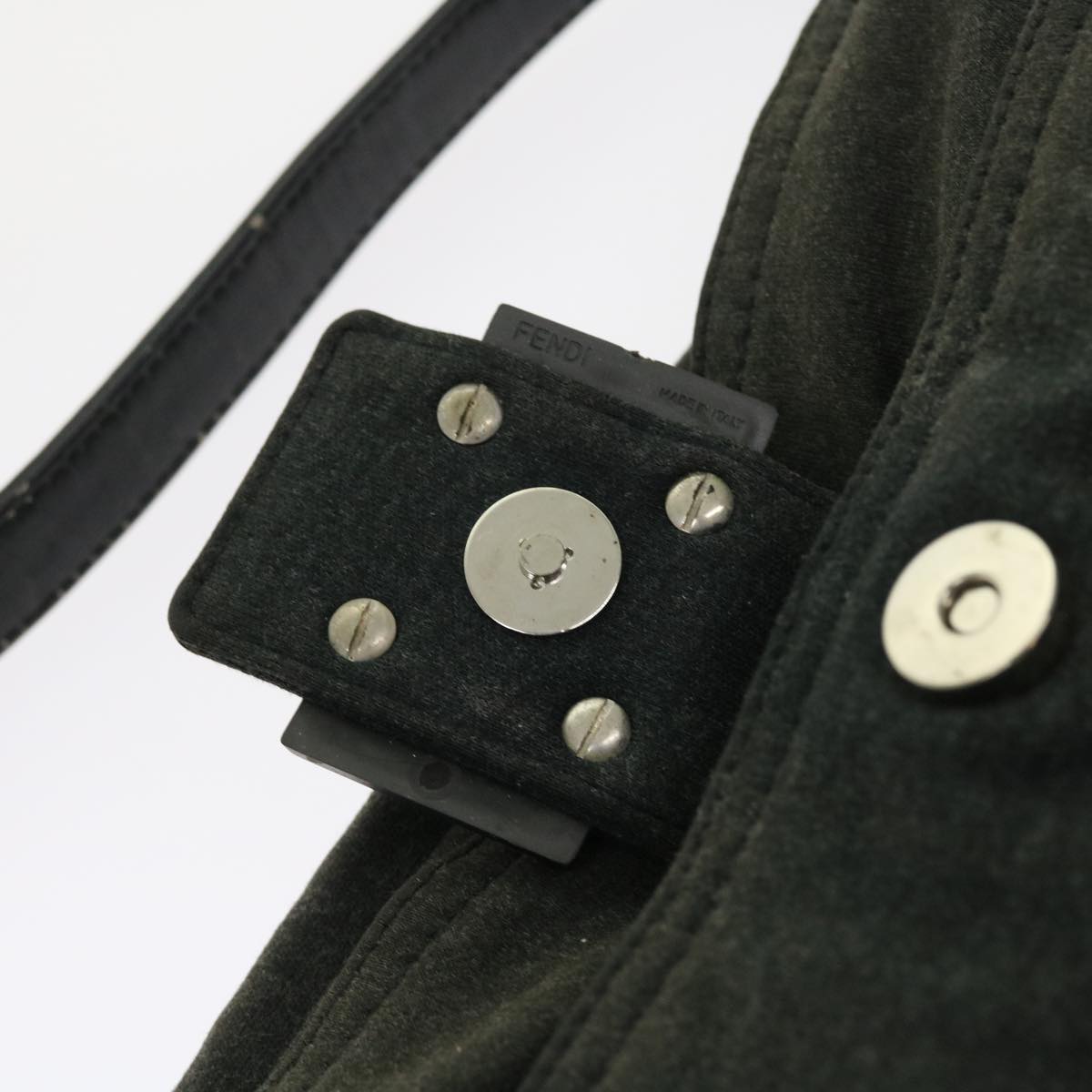 FENDI Mamma Baguette Shoulder Bag Canvas Gray ar10408