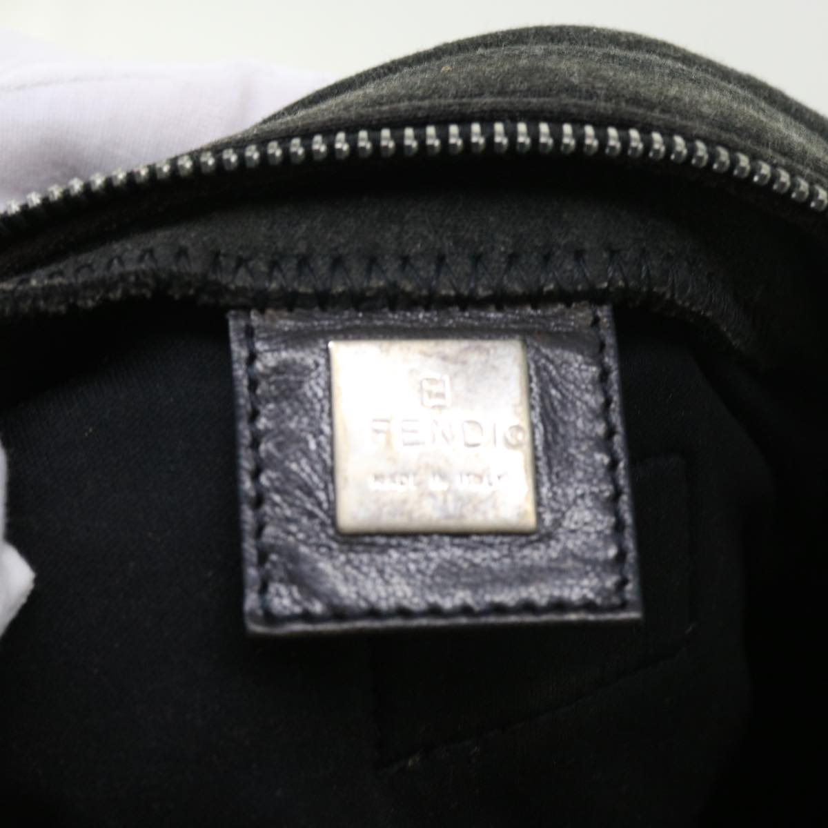 FENDI Mamma Baguette Shoulder Bag Canvas Gray ar10408