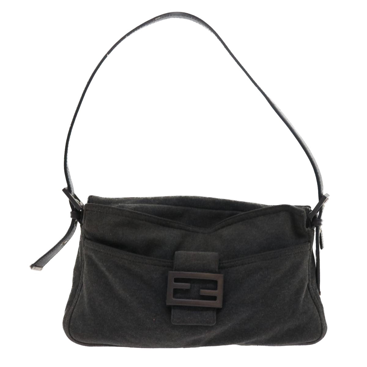 FENDI Mamma Baguette Shoulder Bag Canvas Gray ar10408