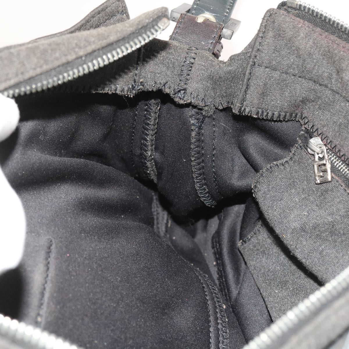 FENDI Mamma Baguette Shoulder Bag Canvas Gray ar10408
