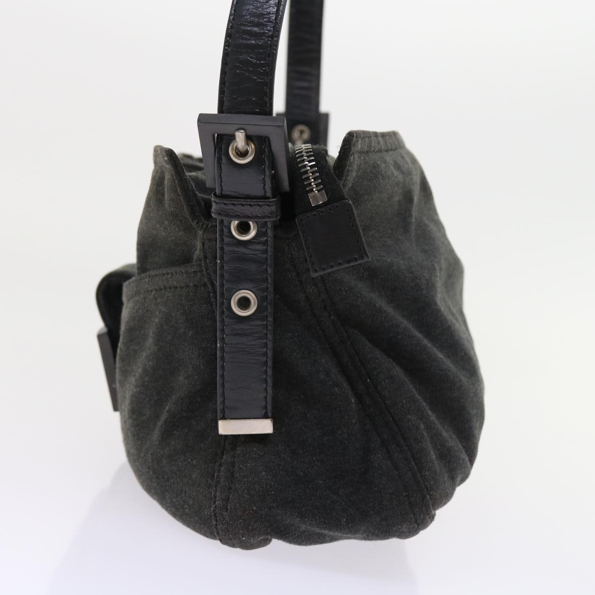 FENDI Mamma Baguette Shoulder Bag Canvas Gray ar10408