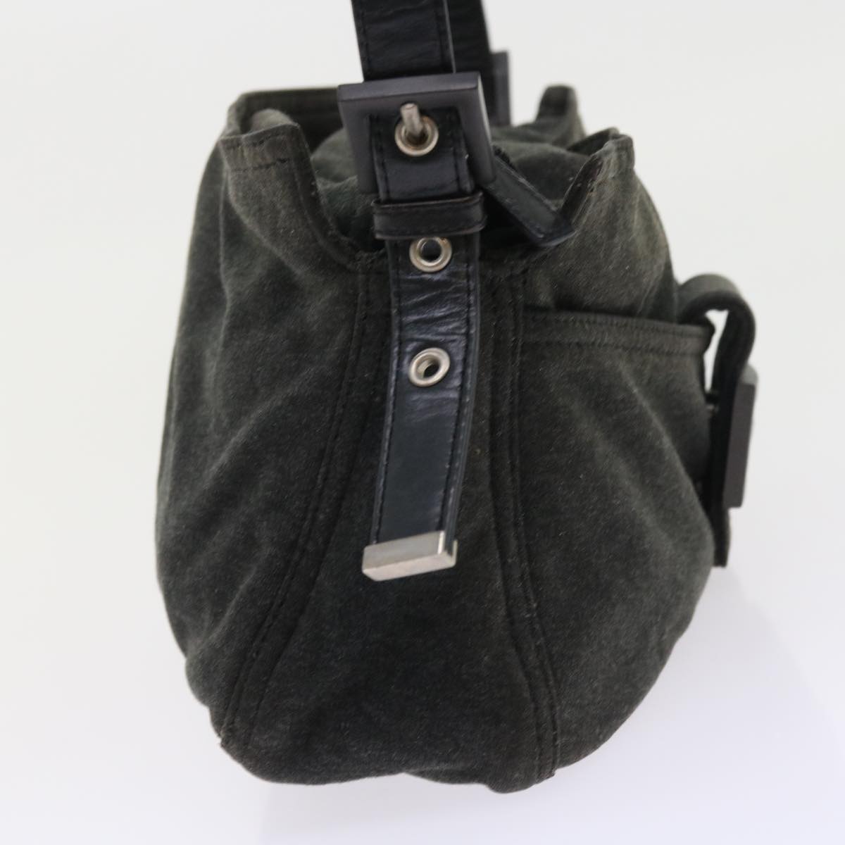 FENDI Mamma Baguette Shoulder Bag Canvas Gray ar10408