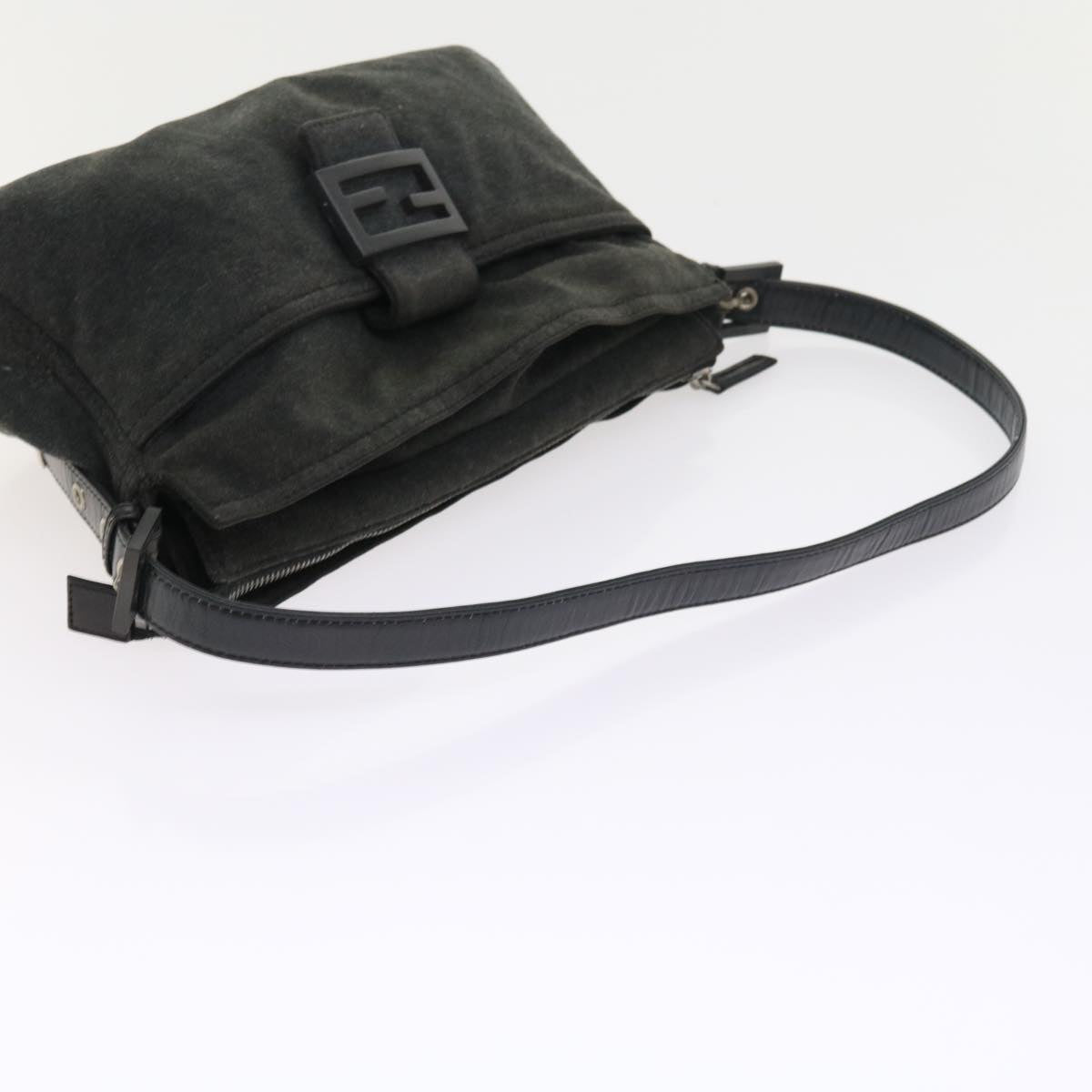 FENDI Mamma Baguette Shoulder Bag Canvas Gray ar10408