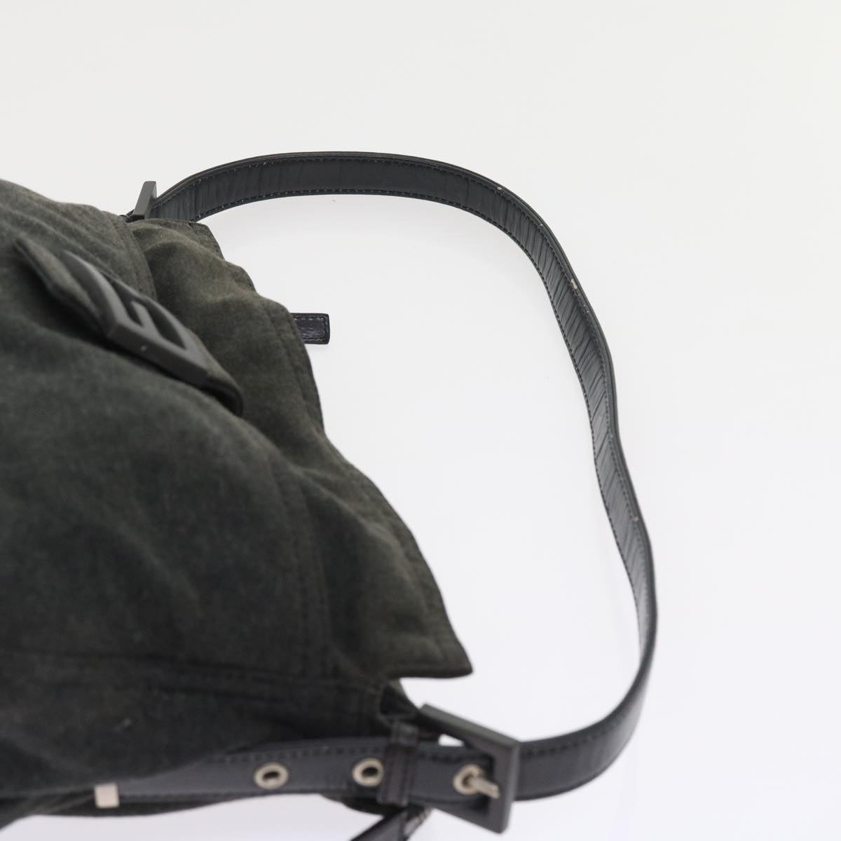 FENDI Mamma Baguette Shoulder Bag Canvas Gray ar10408