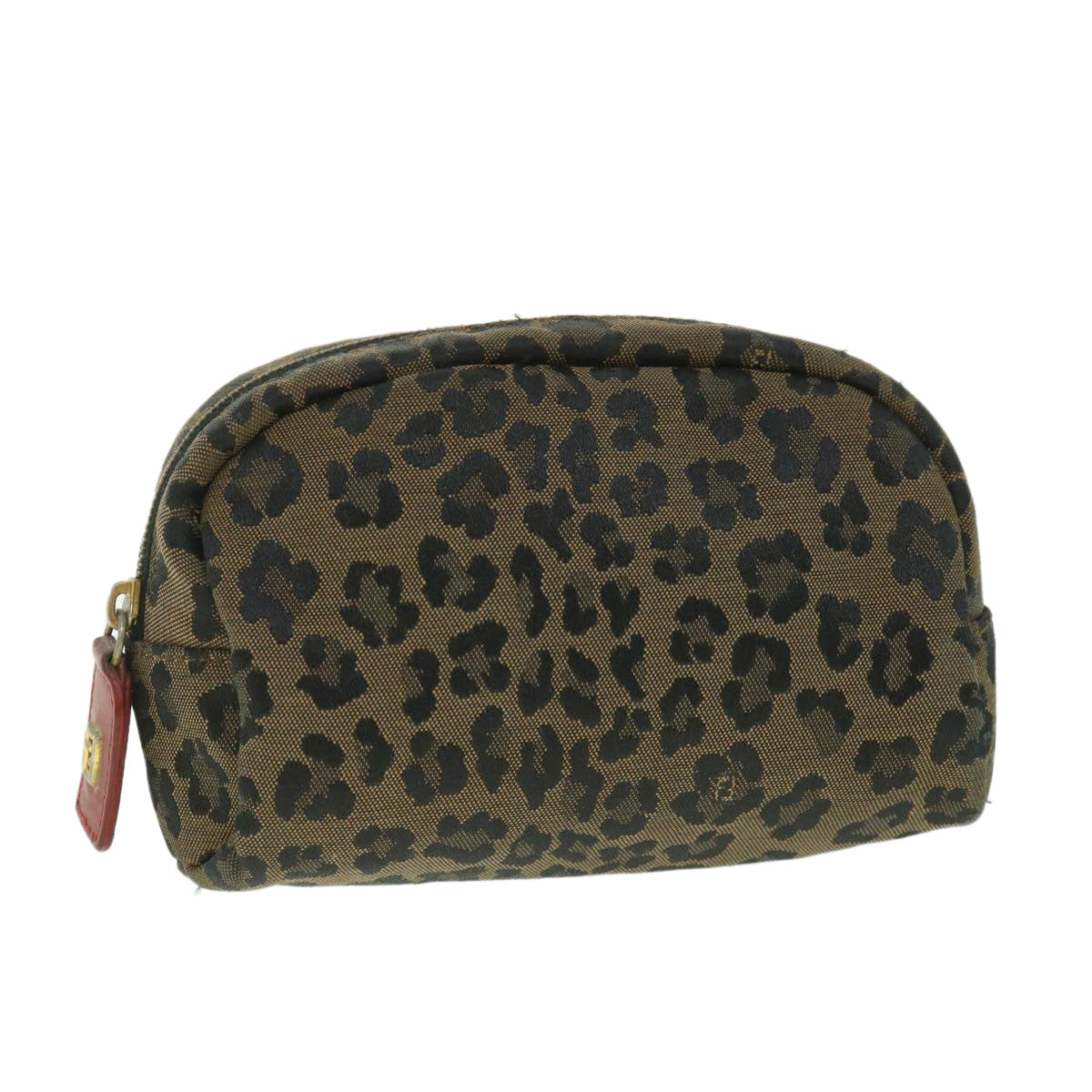 FENDI Leopard Pouch Canvas Brown ar10418