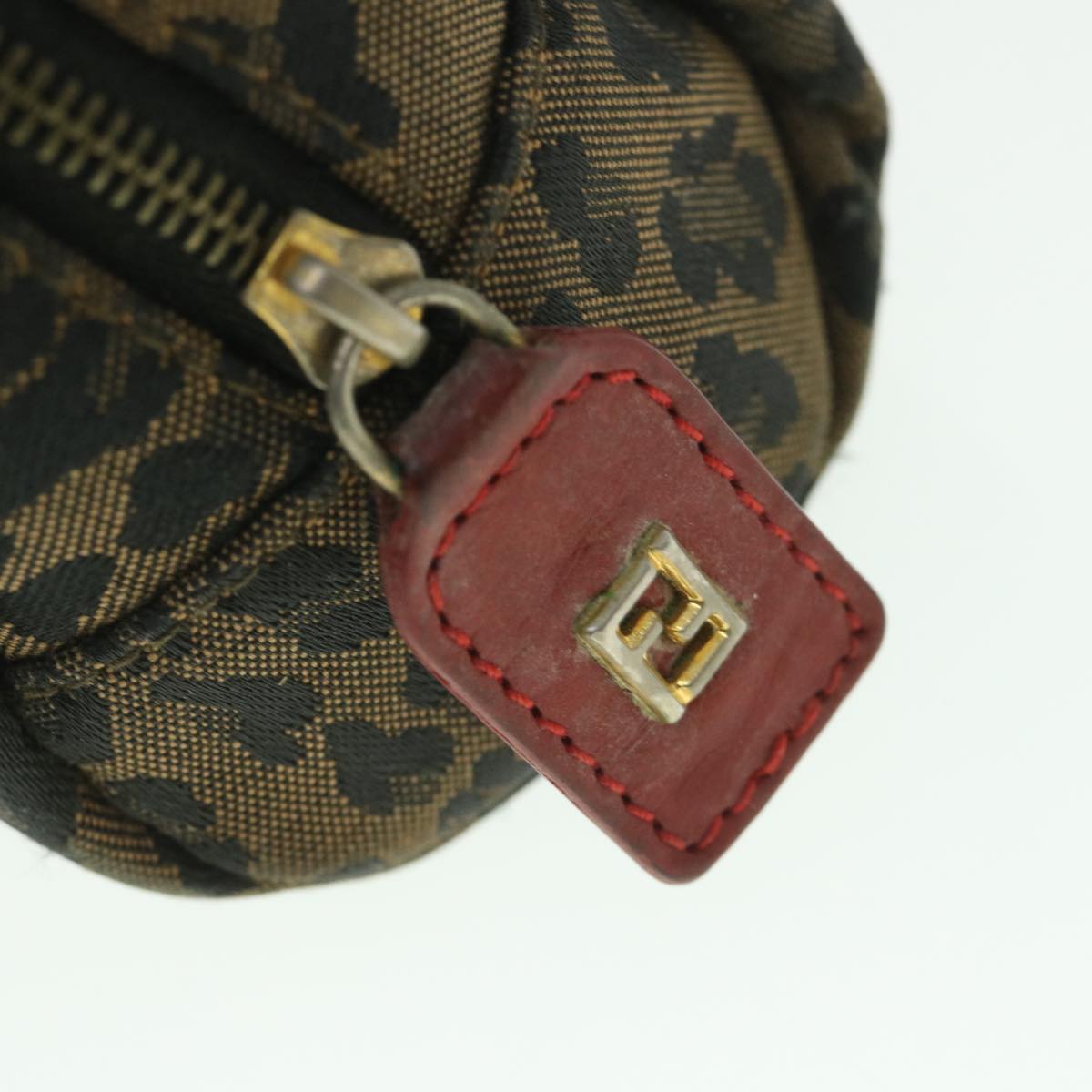 FENDI Leopard Pouch Canvas Brown ar10418