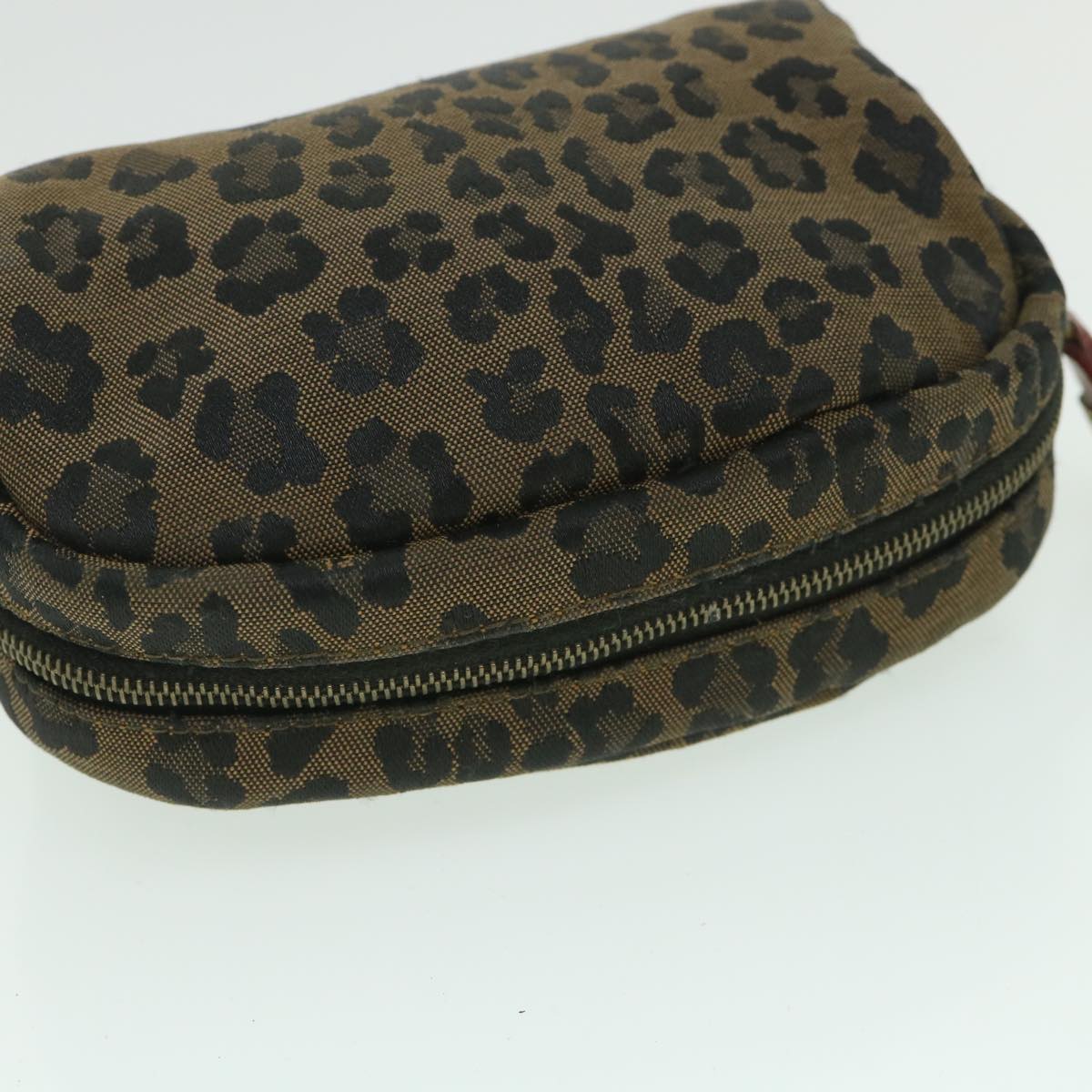 FENDI Leopard Pouch Canvas Brown ar10418