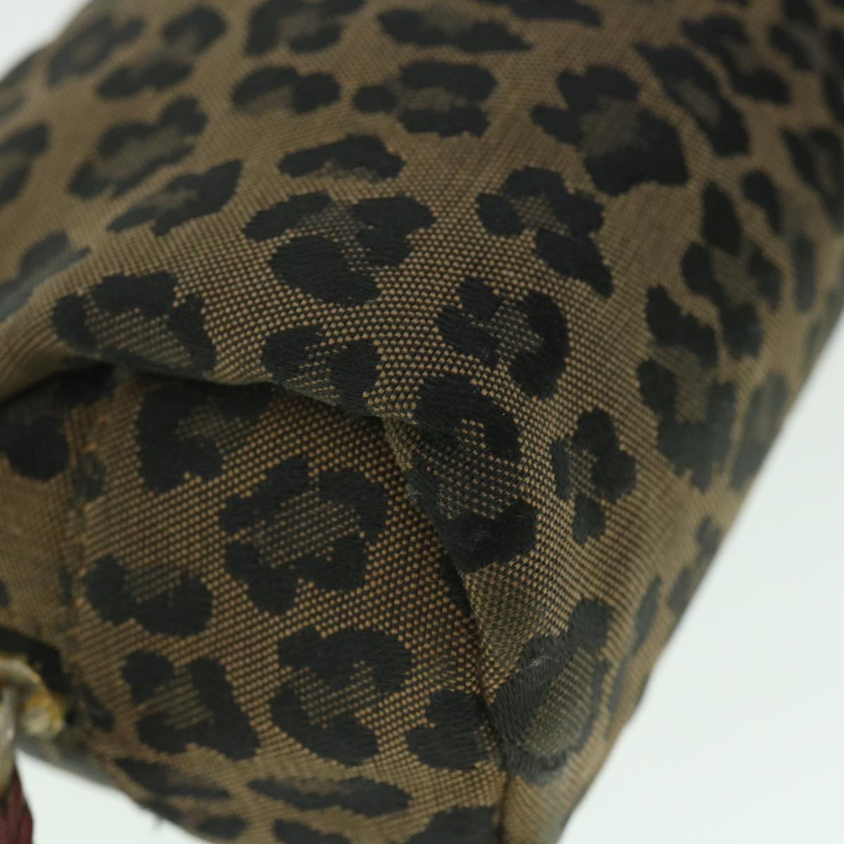 FENDI Leopard Pouch Canvas Brown ar10418