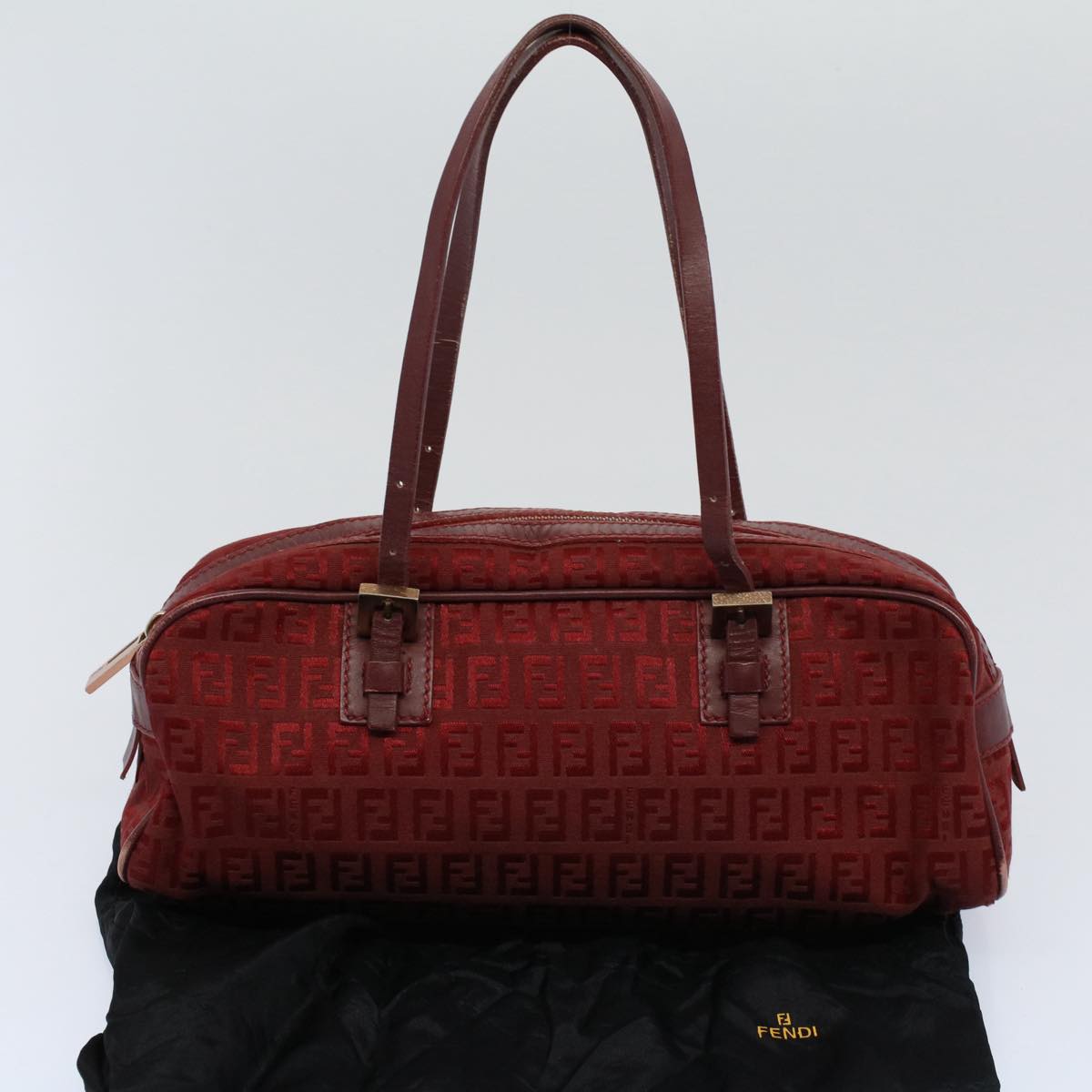 FENDI Zucchino Canvas Hand Bag Red ar10594B