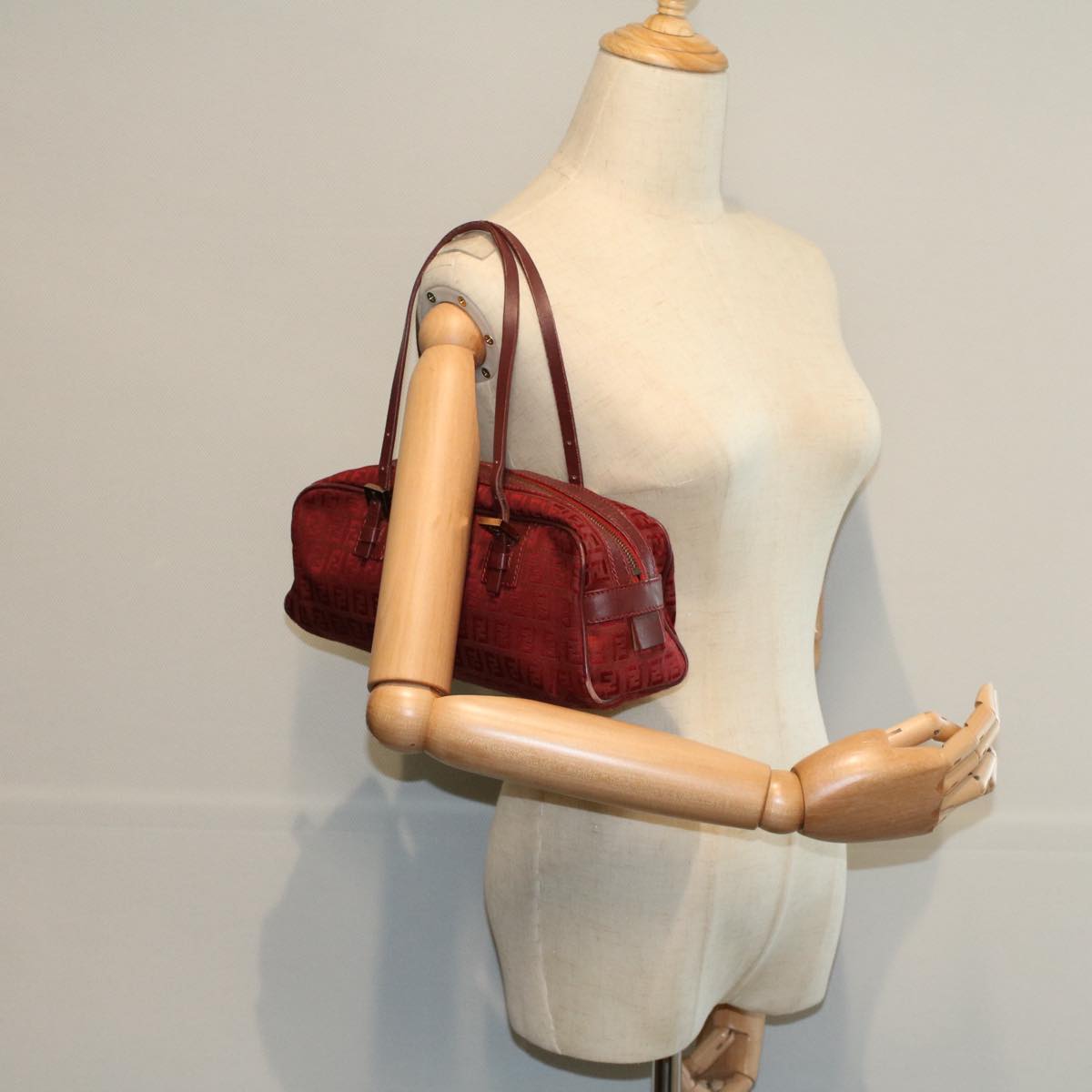 FENDI Zucchino Canvas Hand Bag Red ar10594B