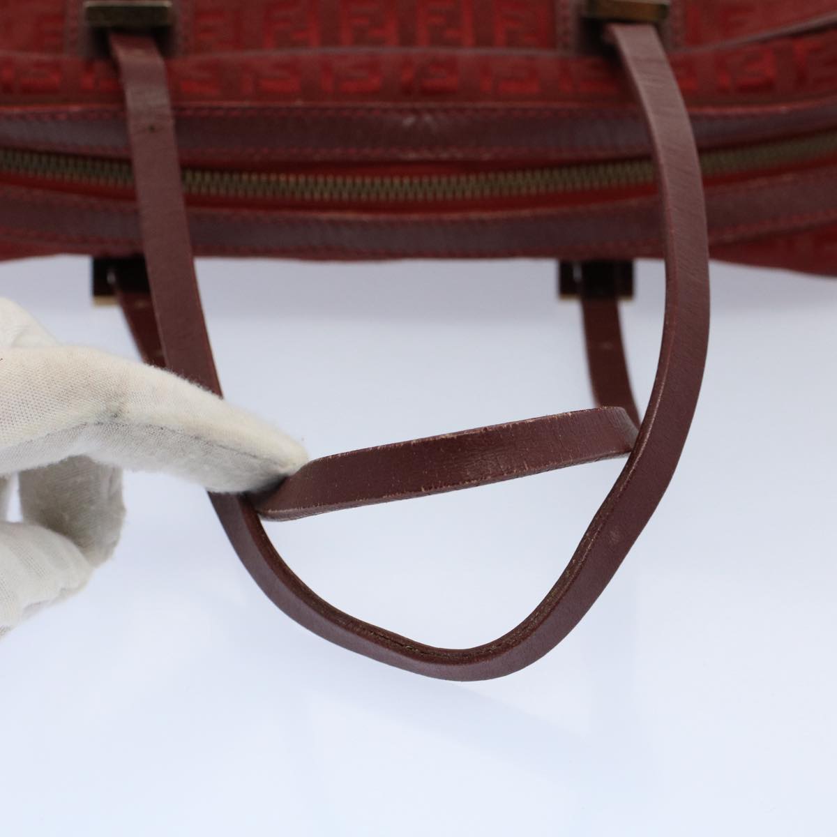 FENDI Zucchino Canvas Hand Bag Red ar10594B