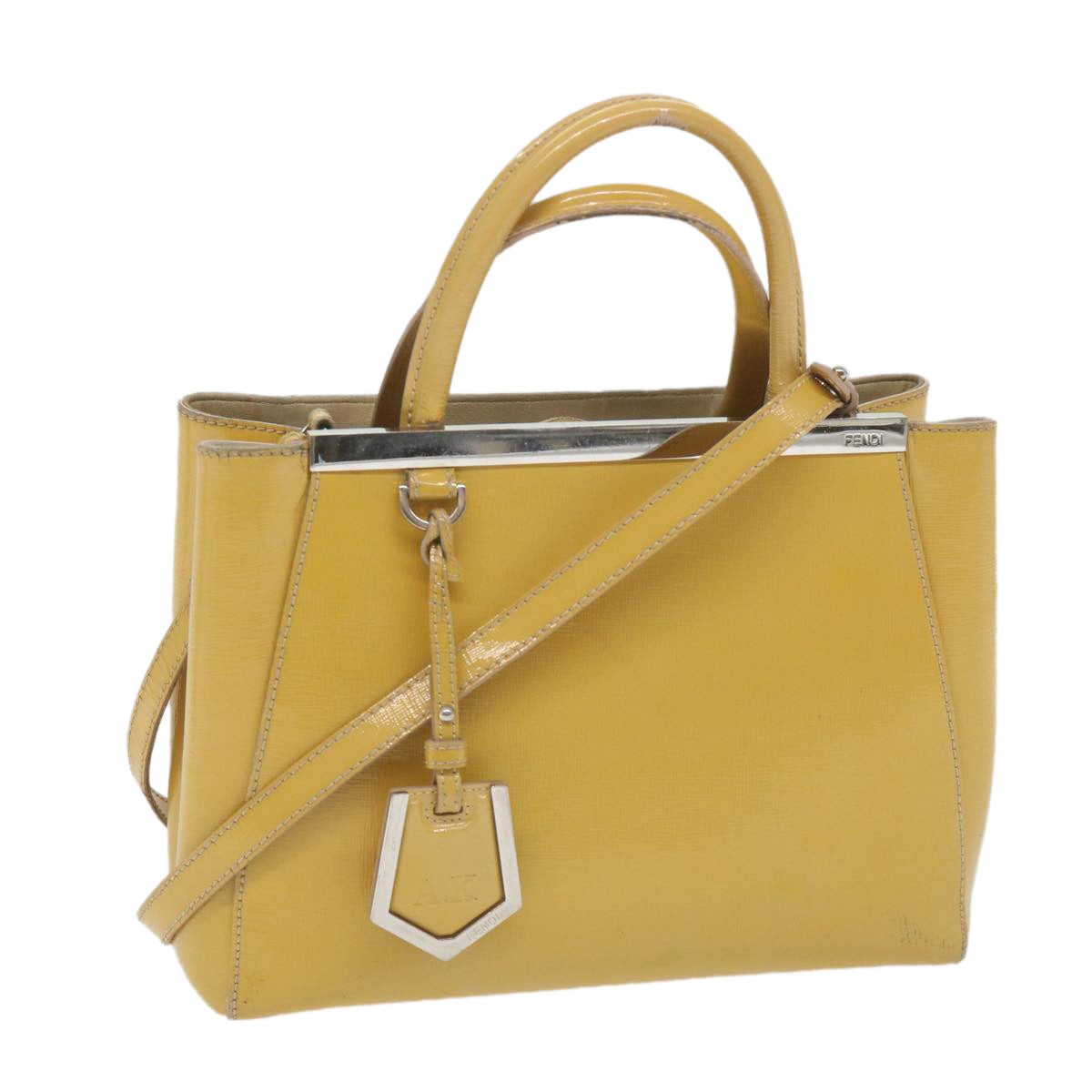 FENDI Hand Bag Patent leather 2way Yellow ar10596B