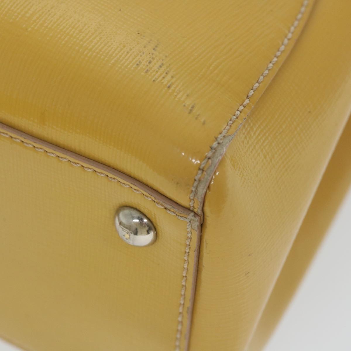 FENDI Hand Bag Patent leather 2way Yellow ar10596B